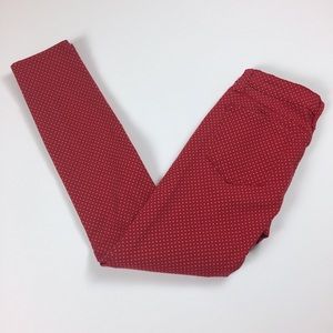 Old Navy Rockstar skinny red tan polka dot jeans 6